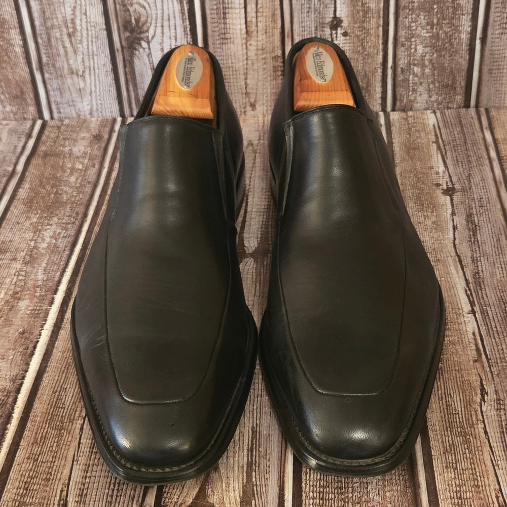 Sz 10 D Mens Magnanni Dominguez Black Leather Slip On Apron Toe Loafers Shoes